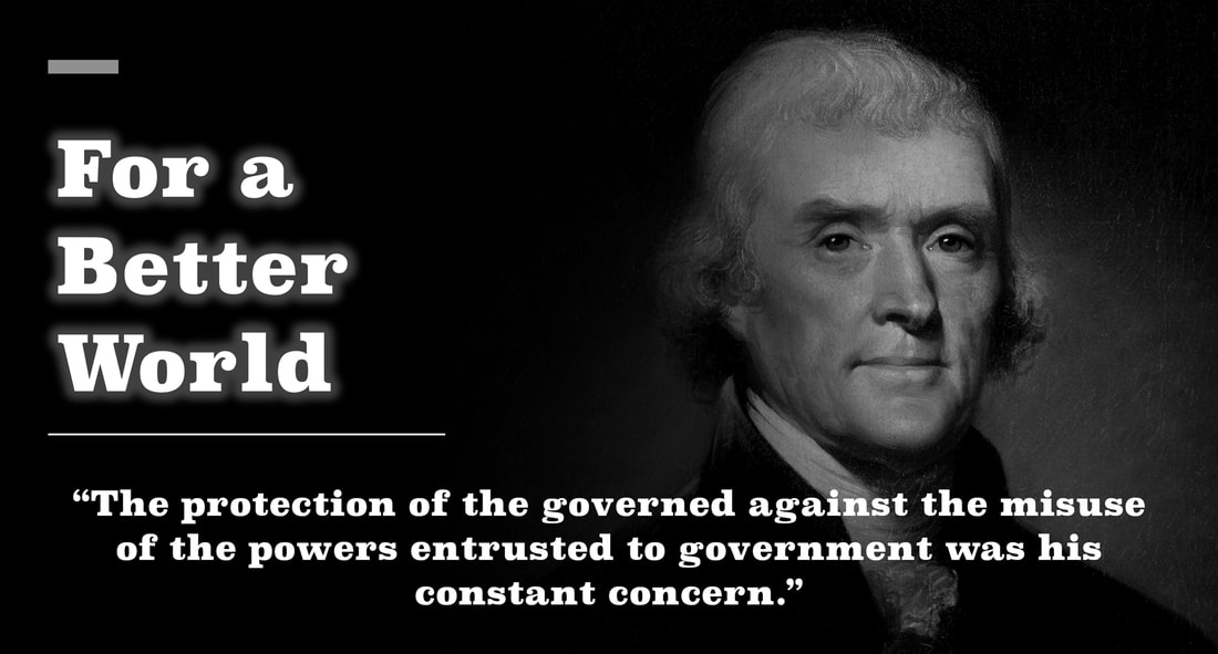 A high-quality slide with a picture of Thomas Jefferson and the tagline: 