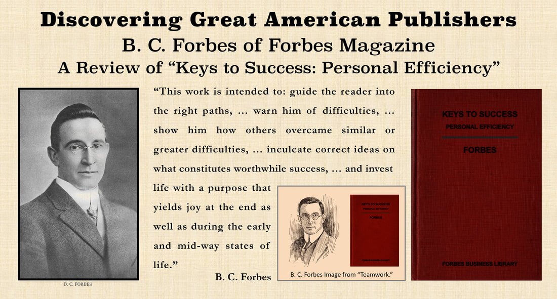 A high-quality slide with images of B. C. Forbes and his book, 